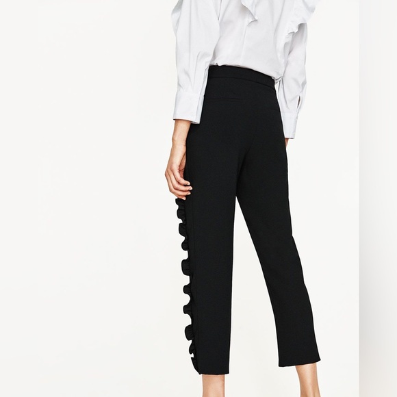 Zara Pants - Zara Ruffled Black Capri Pants